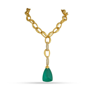 Layla - Gold Link & Green Doublet Necklace