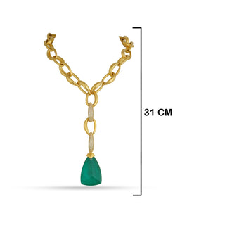 Layla - Gold Link & Green Doublet Necklace