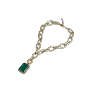 Adrena - Dark Green Pendant Chain Necklace