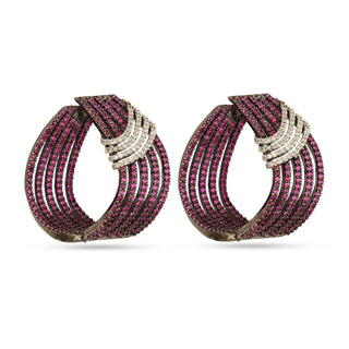 Aria Pink CZ Hoop Earrings