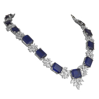 Serafina - Blue Doublet Stone & CZ Necklace Set