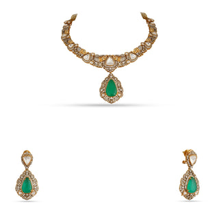 Kabirah - Emerald green stone necklace set