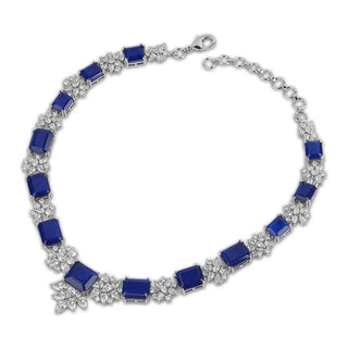 Serafina - Blue Doublet Stone & CZ Necklace Set