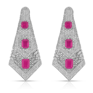 Alizeh - Pink stone Dangler Earrings