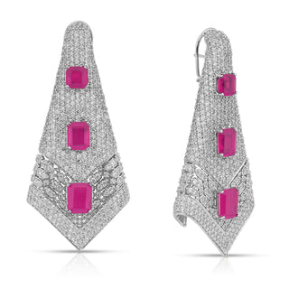 Alizeh - Pink stone Dangler Earrings