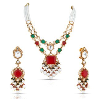 Polki Red Doublet Necklace