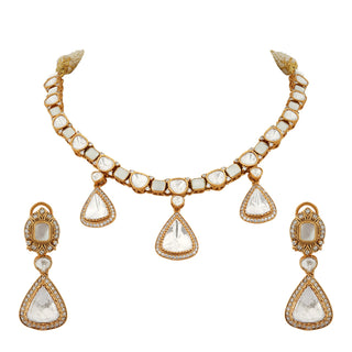 Polki and White Stone Necklace Set