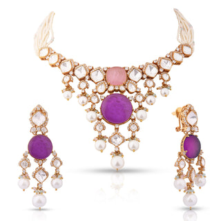 Purple Doublet Necklace Set