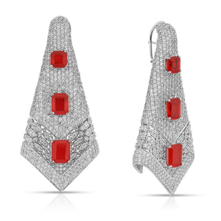 Alizeh - Red Doublet stone Dangler Earrings