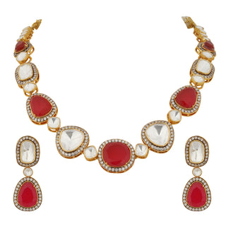 Raaya - Polki and Red Stone Necklace Set