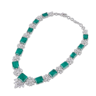 Emerald Green Stone CZ Necklace Set