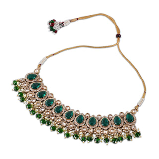 Emerald Green Gem Kundan Choker Set