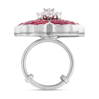 Red Floral CZ Ring