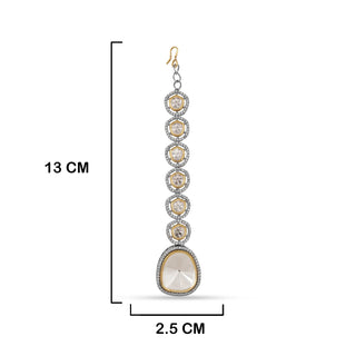 Polki Maang Tikka with measurements in cm. 13cm by 2.5cm.