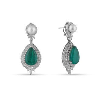 Cubic Zirconia Emerald Green Dangle Earrings