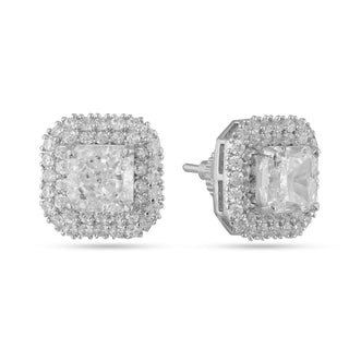 CZ Square Diamond Stud Earrings