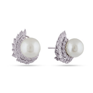 Anbar - Pearl & CZ Earrings