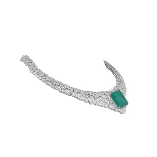 Green Stone Centred CZ Necklace