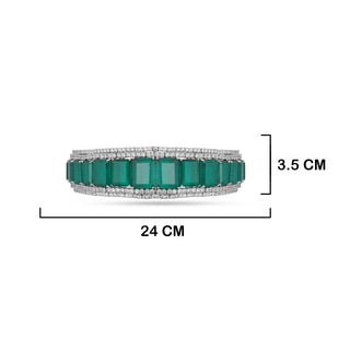 Cubic Zirconia Green Stone Necklace with measurements in cm. 3.5cm by 24cm.