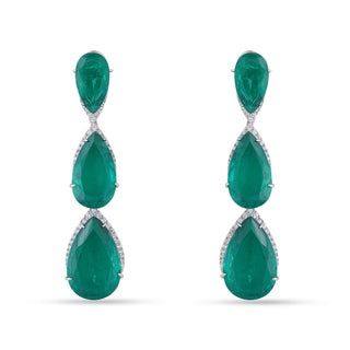 Green Drop CZ Dangle Earrings