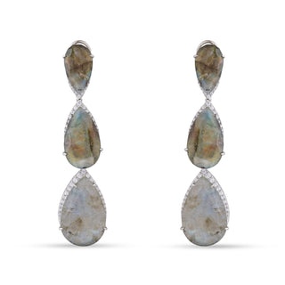 Labradorite Stoned CZ Dangle Earrings