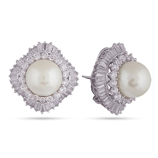 Pearl Centred CZ Earrings