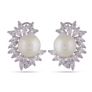 Pearl Centred Cubic Zirconia Earrings