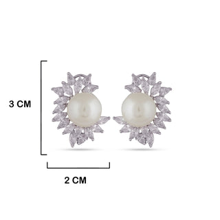 Pearl Centred Cubic Zirconia Earrings