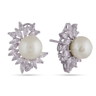 Pearl Centred Cubic Zirconia Earrings