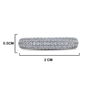 Cubic Zirconia Studded Ring with measurements in cm. 0.5cm by 2cm.