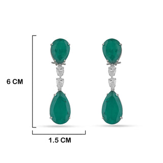 Green Drop Multi Layer CZ Necklace Set