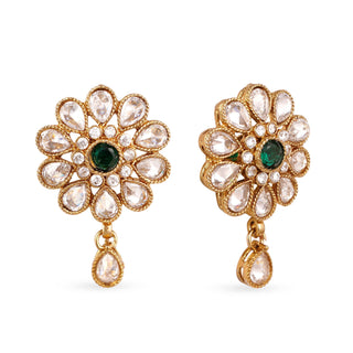 Kundan Green Centred Earrings