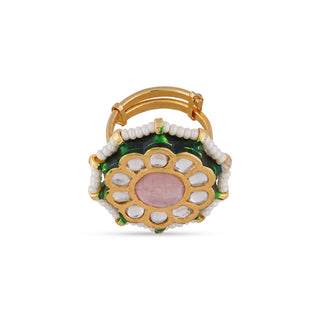 Pink Centred Kundan Ring