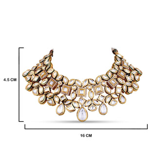 Classic Polki Studded Choker with measurements in cm. 4.5cm by 16cm.