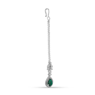 Dark Green Stoned American Diamond Maang Tikka