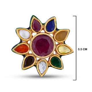 Sun Shaped Multi Coloured Ring with measurements in cm. 3.5cm.