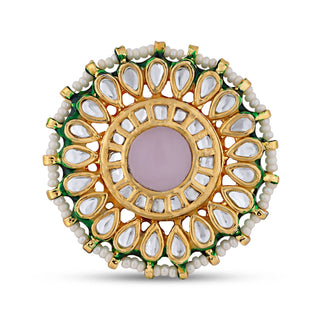 Pink Centred Meenakari Kundan Ring