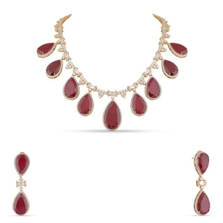 Red Stone Kundan Necklace Set