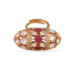 Polki and Red Stone Kundan Ring