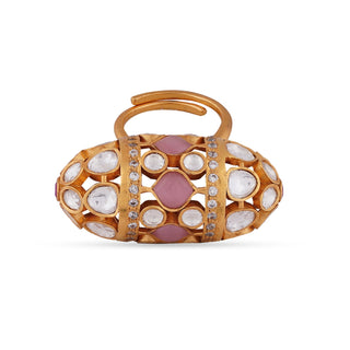 Pink Stone and Polki Ring