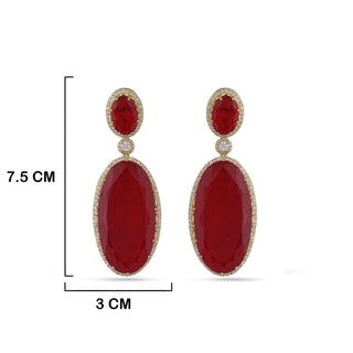 Red Ruby Stone Gold Earrings