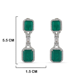 Emerald Green Stone Studded CZ Necklace Set