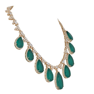 Emerald Green Tear Drop Necklace Set