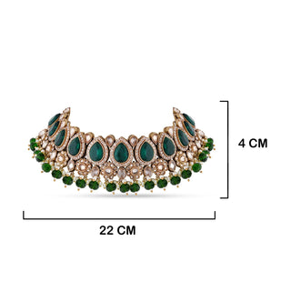 Emerald Green Gem Kundan Choker Set