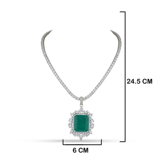 Green Stone Centred CZ Necklace Set