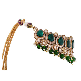 Emerald Green Gem Kundan Choker Set