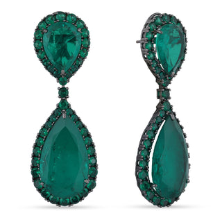 Flora -  Emerald Green Doublet Drop Earrings