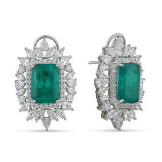 Green Stoned CZ Stud Earrings