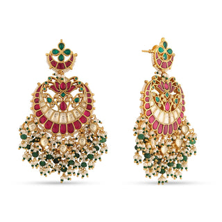 Red Meenakari Kundan Earrings