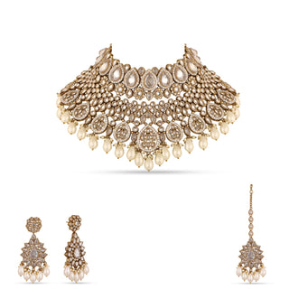 White Bead Kundan Choker Set